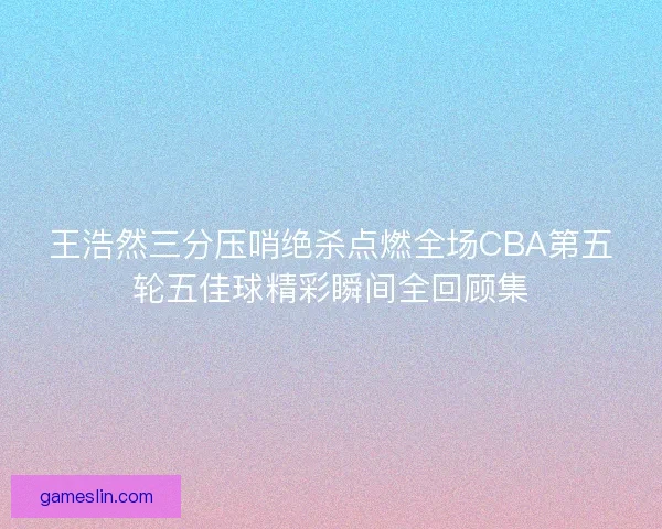 王浩然三分压哨绝杀点燃全场CBA第五轮五佳球精彩瞬间全回顾集