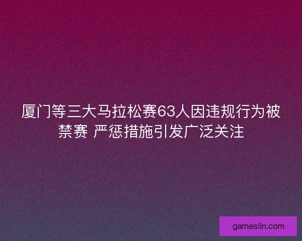 厦门等三大马拉松赛63人因违规行为被禁赛 严惩措施引发广泛关注 厦门等三大马拉松赛63人因违规行为被禁赛 严惩措施引发广泛关注